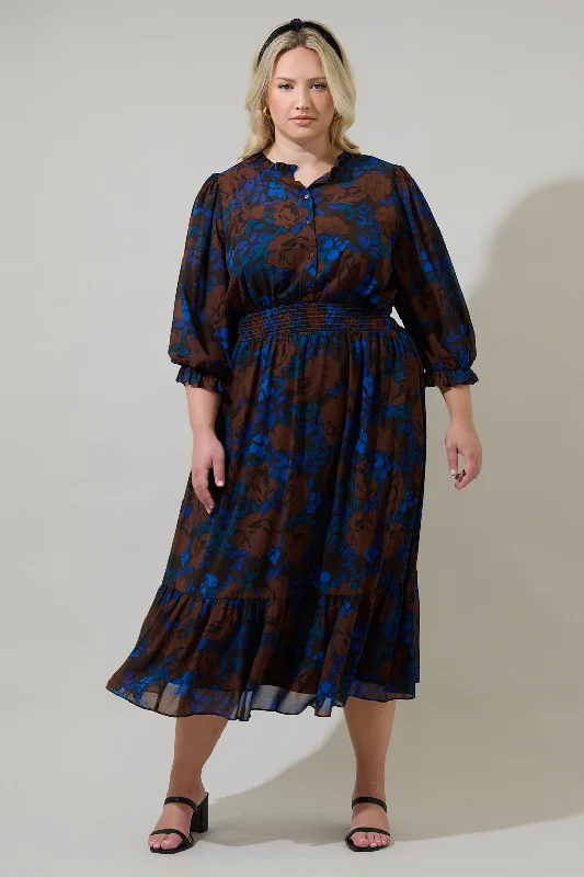 Chic Allure Lebanon Floral Irene Smocked Midi Dress Curve
