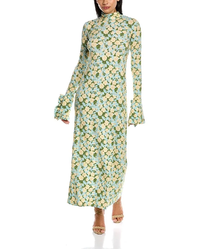 Refined Simplicity Les Reveries Ruffle Cuff Maxi Dress