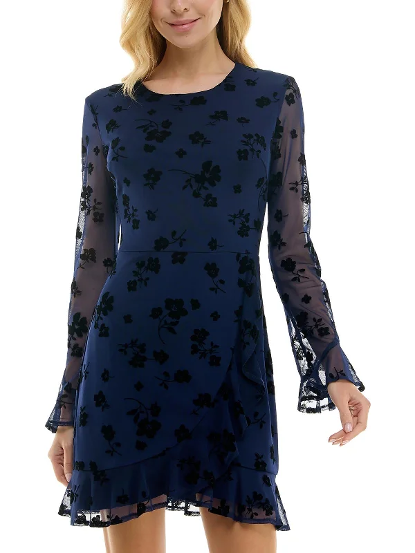 Fashion Forward Femininity Petites Womens Floral Causal Sheath Dress