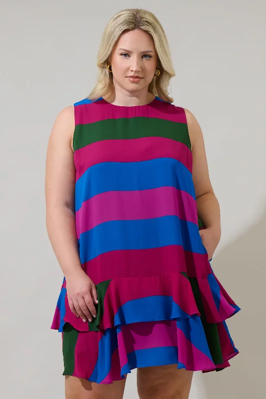 Luxe Layering Saige Striped Una Shift Mini Dress Curve