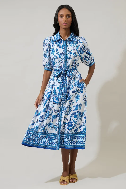 Day-To-Night Styles Salema Floral Vienna Midi Shirt Dress