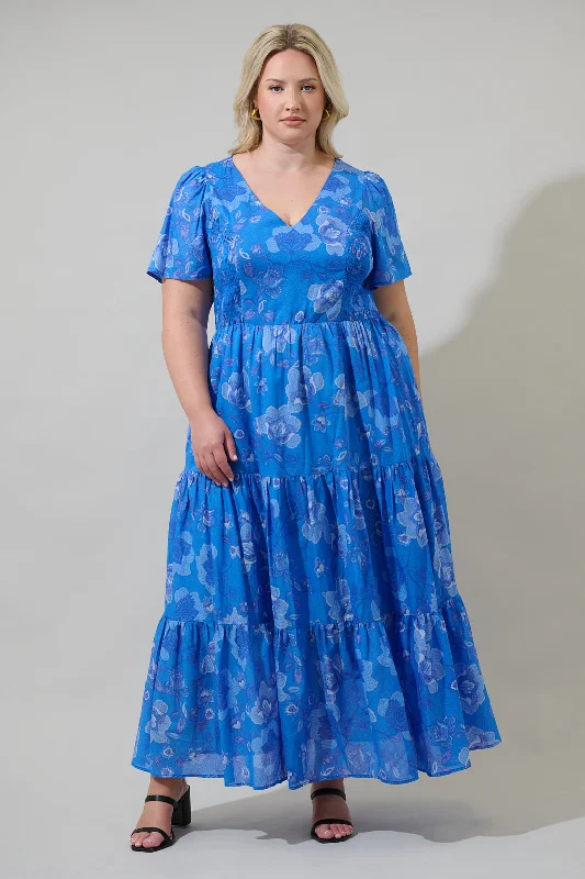 Trend Alert Selma Floral Alexis Poplin Cotton Voile Tiered Midi Dress Curve
