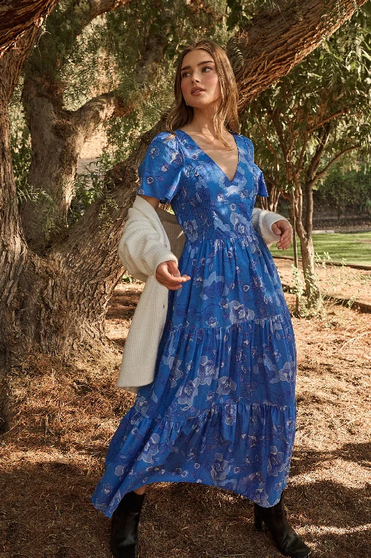 Wardrobe Upgrade Selma Floral Alexis Poplin Cotton Voile Tiered Midi Dress