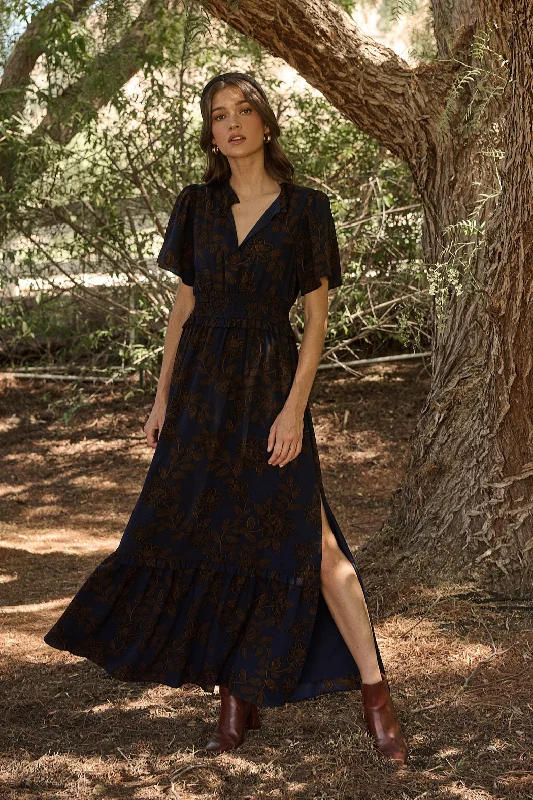 Urban Sophistication Tolleson Floral Valencia Split Neck Maxi Dress