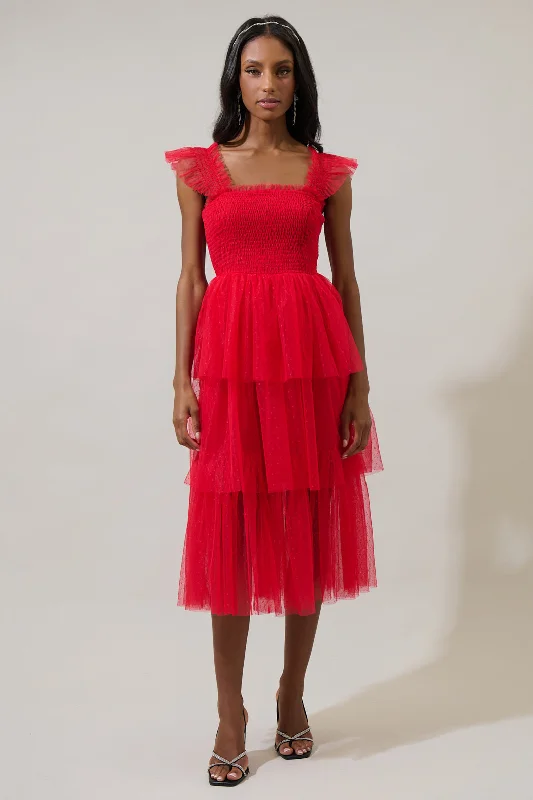 Trend Alert Valle Vista Tulle Smocked Midi Dress