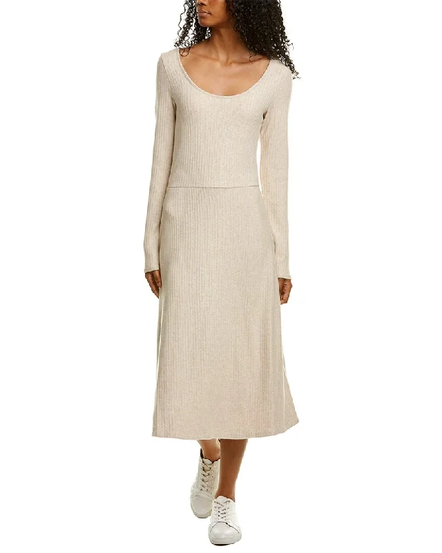 Romantic Detailing Vince Rib Scoop Neck Midi Dress