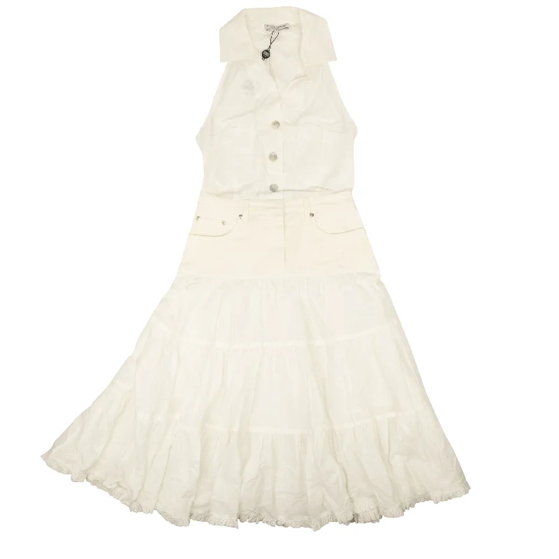 Special Offers White Cotton Tiered Ruffle Dress