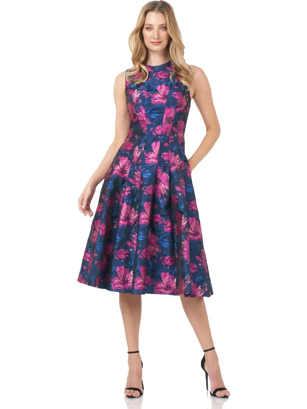 Elegant Attire For The Modern Lady Womens Floral Midi Cocktail and Party Dress