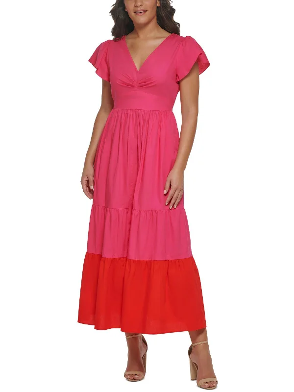 Unleash Your Trendy Side Womens Flutter Sleeve Long Maxi Dress