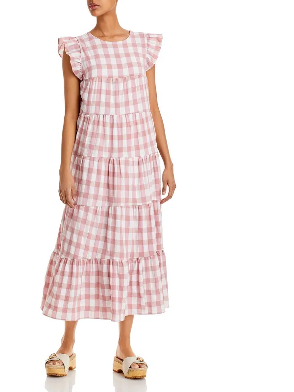 Casual Chic Womens Gingham Midi Babydoll Dress