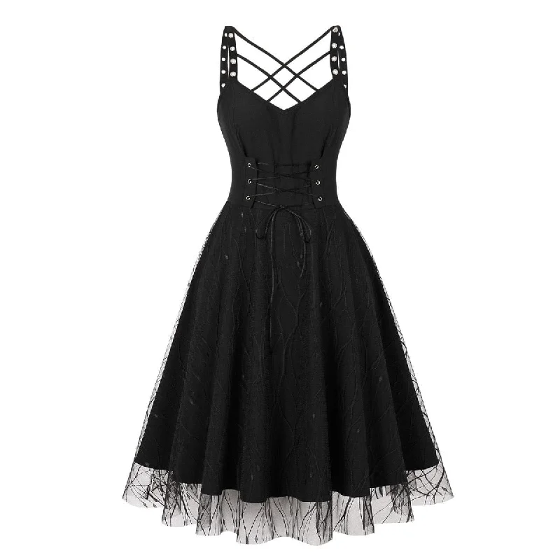 Coastal Beach - Inspired Style Women's Gothic Lace-up Music Festival Slip Dress