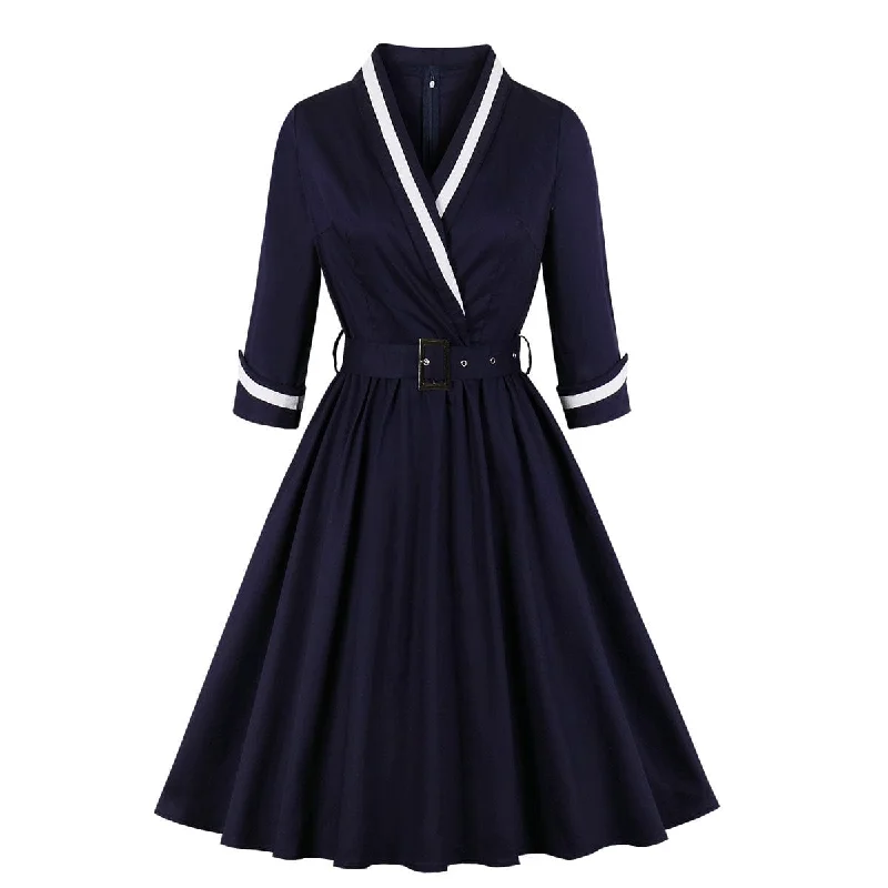 Classic Charm Women's Gothic Plunging Formal Dress with Buckle Strap