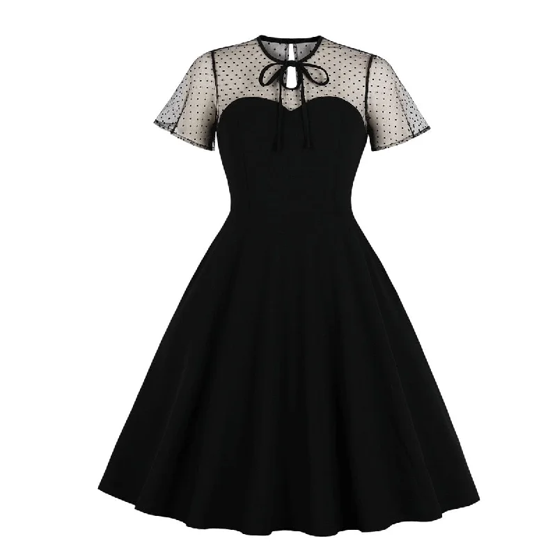 Graceful Movement Women's Gothic Polka Dot Lace-up Honeymoon Dress