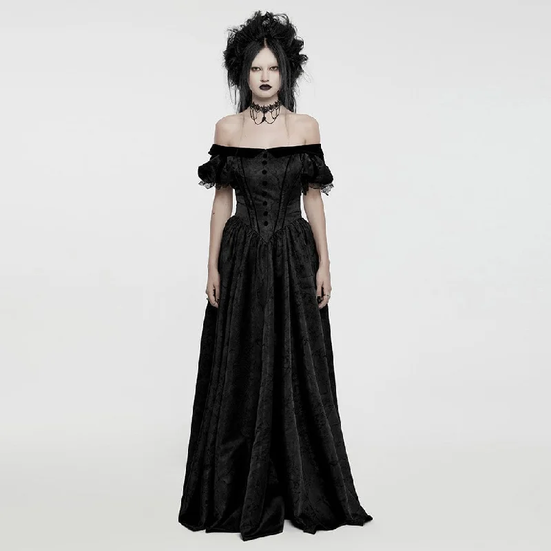 Trendy Fashion For Women Women's Gothic Puff Sleeved Lace-up Formal Dress Black