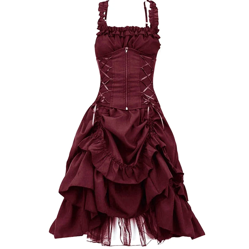 Great Prices On Feminine Styles Women's Gothic Ruffled Layered Prom Slip Dress