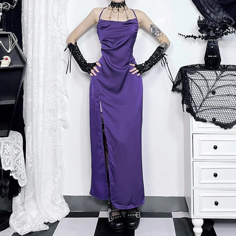 Stylish Spring Fashion Women's Grunge Split Lace-up Nightgown Slip Dress