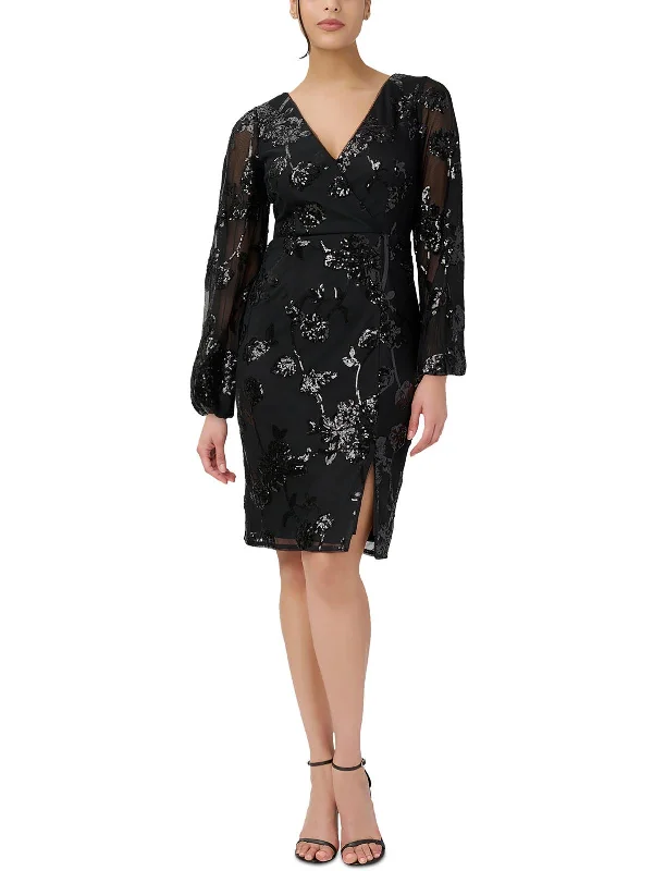 Flash Sales Womens Sequined Knee-Length Cocktail and Party Dress