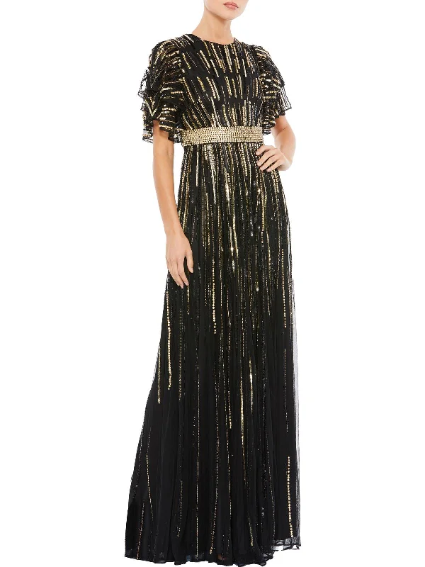 Gorgeous Glamour Collection Womens Sequined Mai Evening Dress