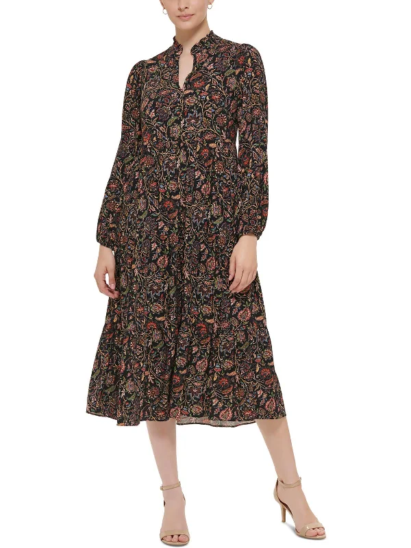 All Season Basics Discount Womens Woven Floral Midi Dress