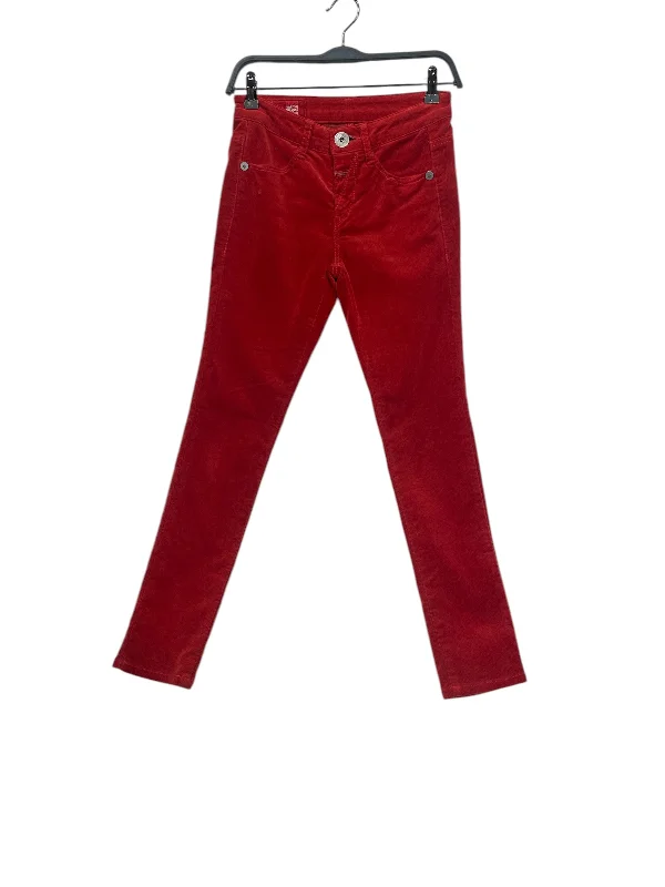 Urban Femme Streetwear MARITHE FRANCOIS GIRBAUD/Skinny Pants/S/Cotton/RED/LARGE SILVER BUTTON