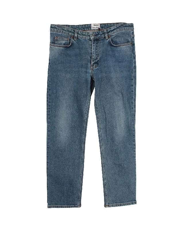 Best Deals Of The Season Acne Studios Row Straight Cut Jeans in Blue Cotton Denim