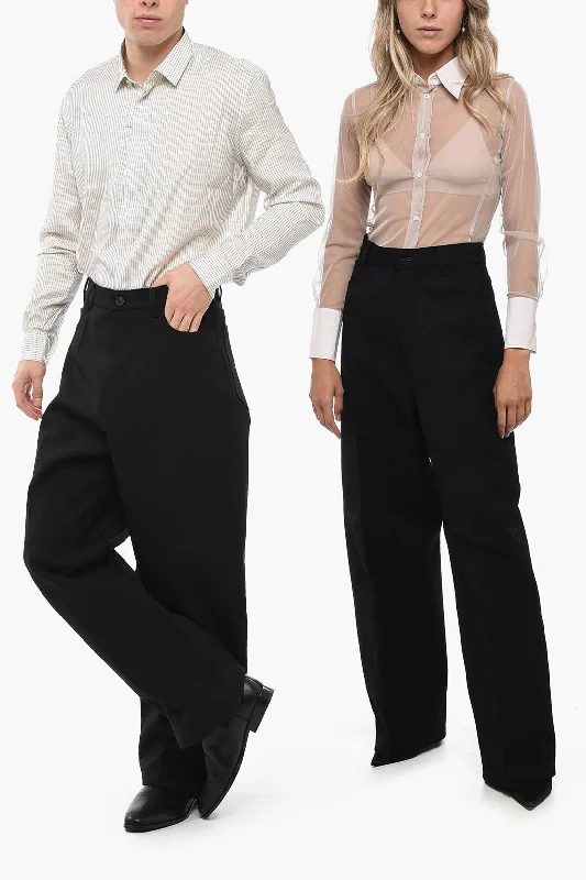 Seasonal Fashion Balenciaga UNISEX Wool-blend Baggy Pants with High Waist