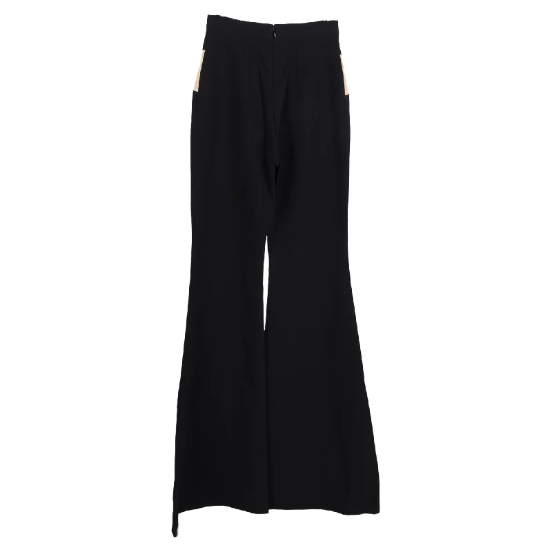 Redefining Women's Fashion Balmain High-Waisted Wide Leg Pants in Black Polyester