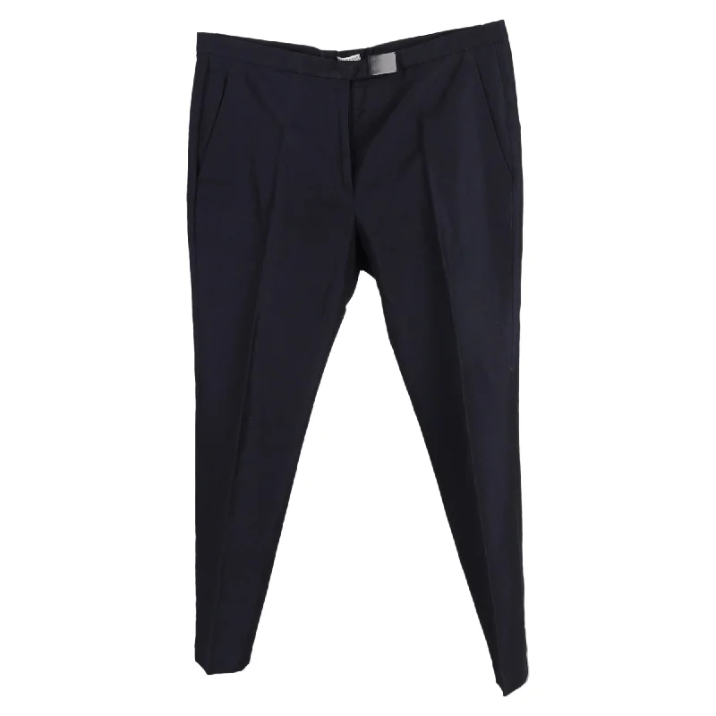 Final Sale Brunello Cucinelli Buckled Mid-Rise Straight-Leg Trousers in Navy Blue Wool