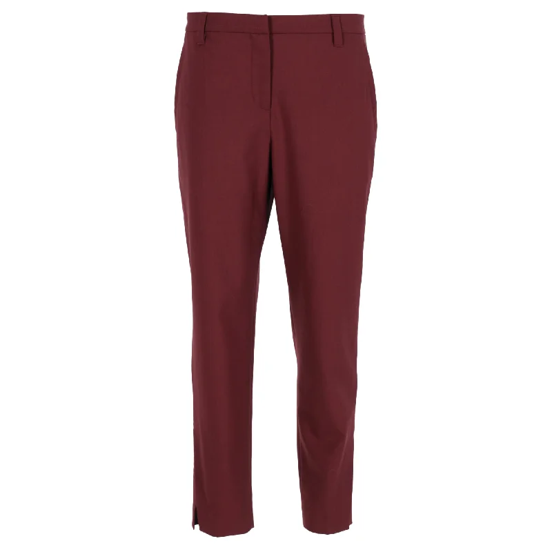Trend Setting Threads Brunello Cucinelli Straight Cut Trousers in Maroon Wool
