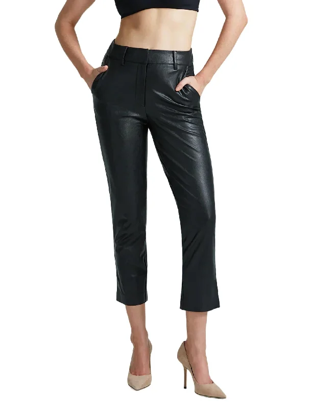 All Season Fashion Collection Faux Leather 7/8 Trouser In Black