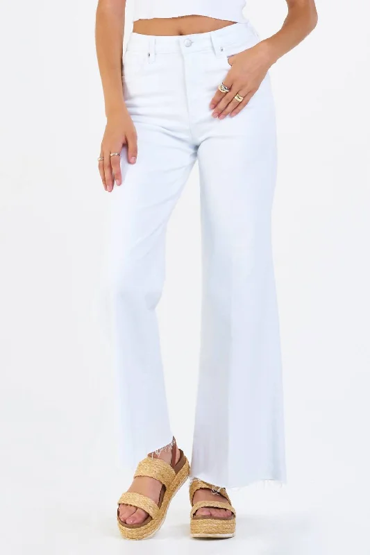 Trendy Urban Attire Fiona Wide Leg Jeans In White