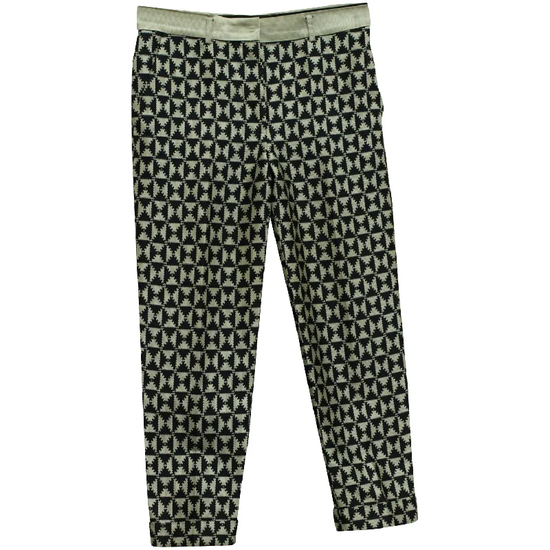 Style Revolution Haider Ackermann Printed Slim Cut Leggings in Black and White Cotton