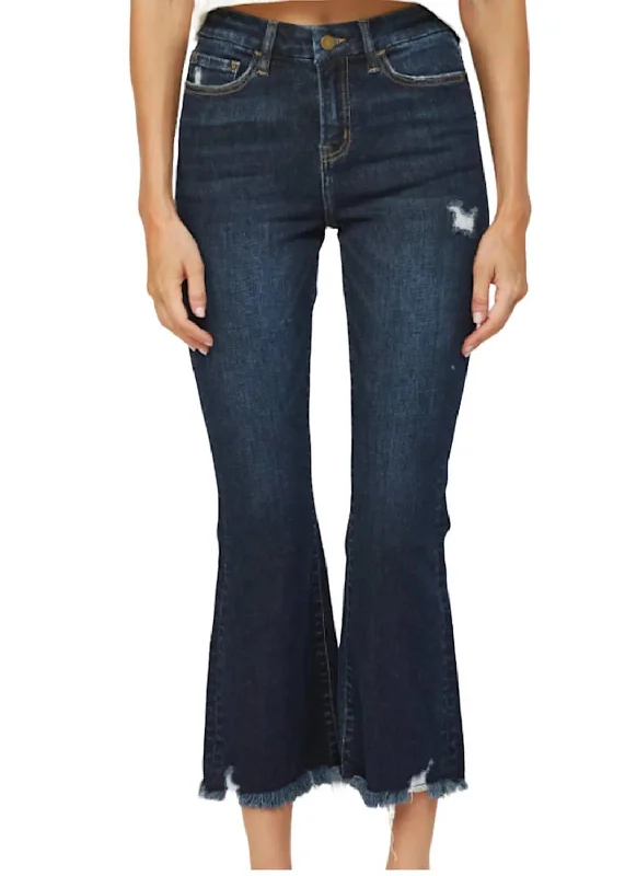 Must Haves High Rise Crop Flare Jean In Dark Wash