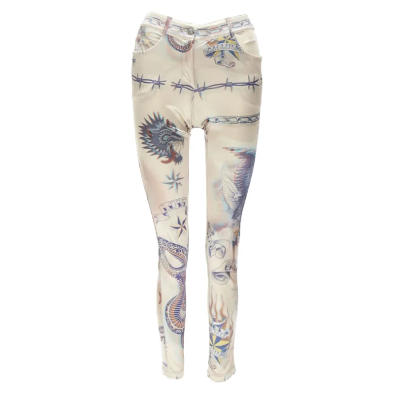 Exclusive Discounts Jean Paul Gaultier Punk Tattoo Print Polyamide Skinny Pants