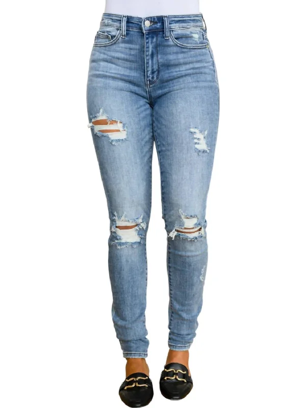 Discount Extravaganza Juno Tall Skinny Destroyed Jeans In Blue