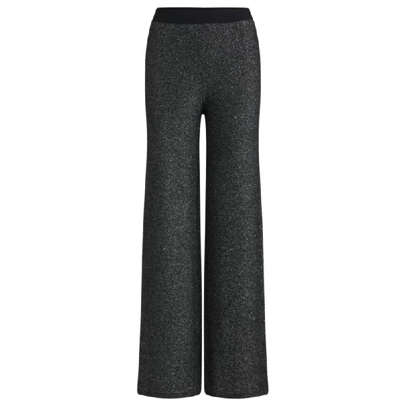 Premium Quality Garments Knitted straight-leg trousers in sequinned yarns