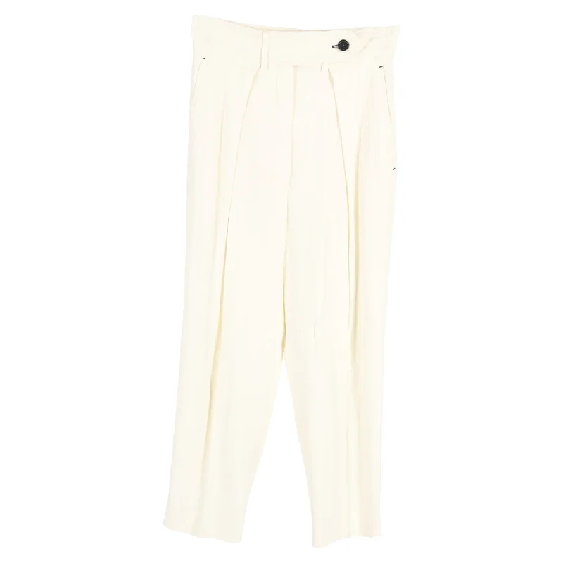 Seasonal Picks Max Mara Sportmax Pleated Straight-Leg Trousers in Cream Acetate