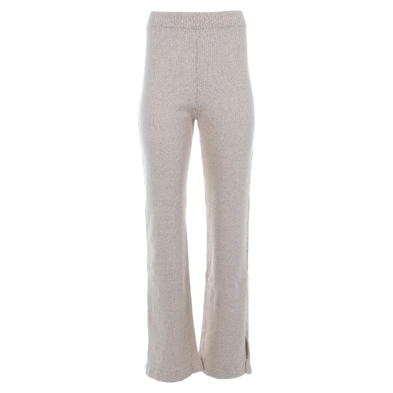 Athleisure Wear Special Offer Nanushka Knitted High-Waist Bell Pants in Beige Cotton