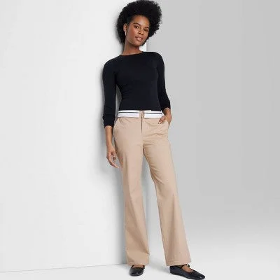 Bid Farewell To The Old Season New - Women's Mid-Rise Foldover Straight Chino Pants - Wild Fable Light Taupe 10