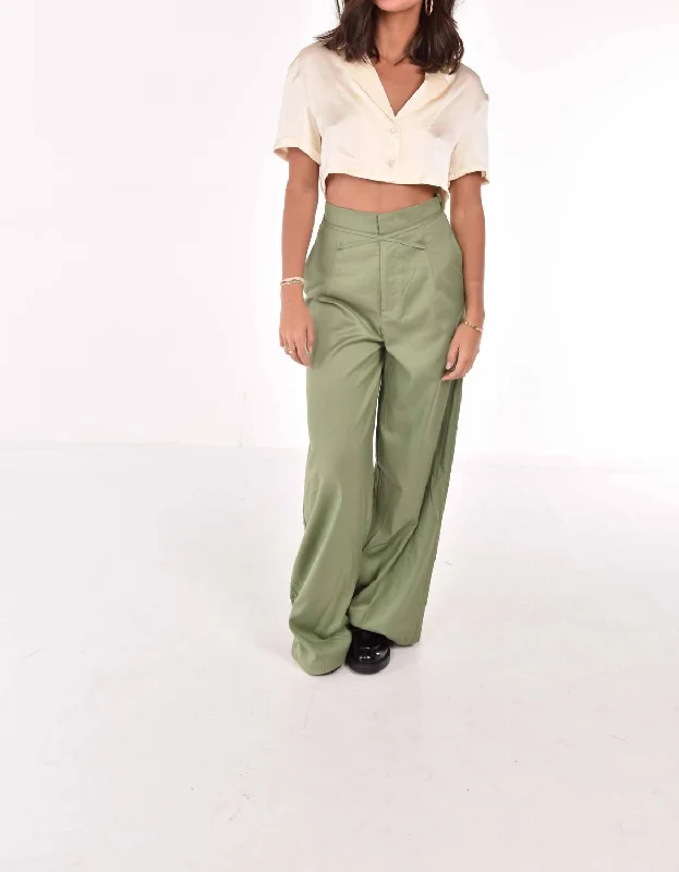 Style Upgrade Tie Pants In Olive