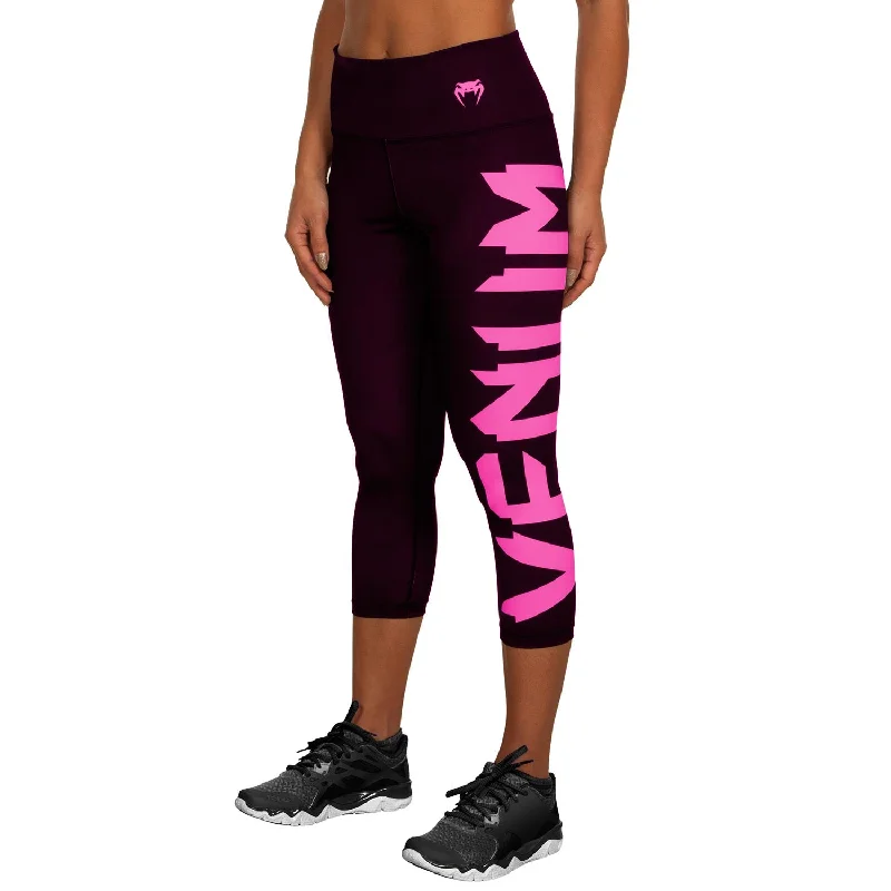 Trendsetting Threads Venum Giant Cropped Leggings - Black/Neo Pink