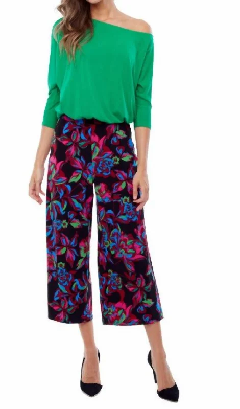 Quality Driven Apparel Wide Crop Pant In Ibiza Print